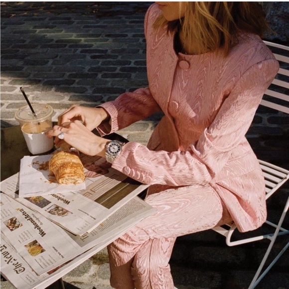 NWT Veronica Beard Pink Textured Blazer & Pants Suit Set Blazer 4 Pants 6 - Picture 2 of 13